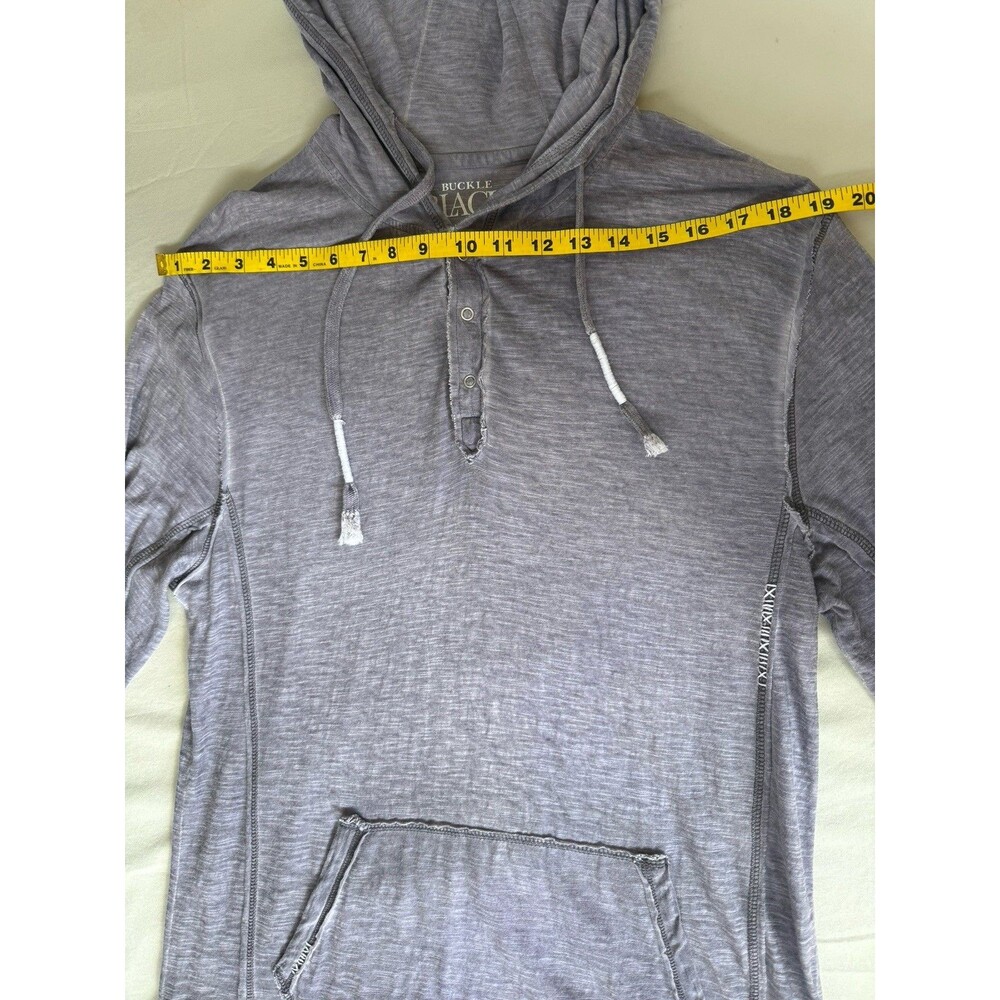 Buckle Black No. 48 Hoodie Mens' Medi Slim Fit Gray Distressed Kangaroo Pocket - Picture 9 of 12